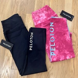 NWT Peloton Leggings - Black Nike & Pink Tie-Dye with Blue Logo